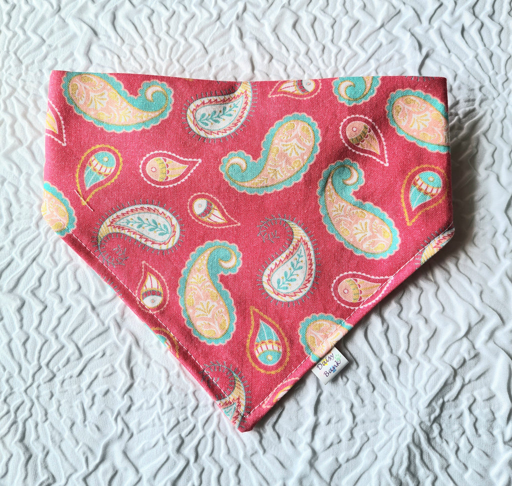 "Pink n Paisley"  Dog / Cat Bandana - 100% Stylish Cotton Pet Accessory