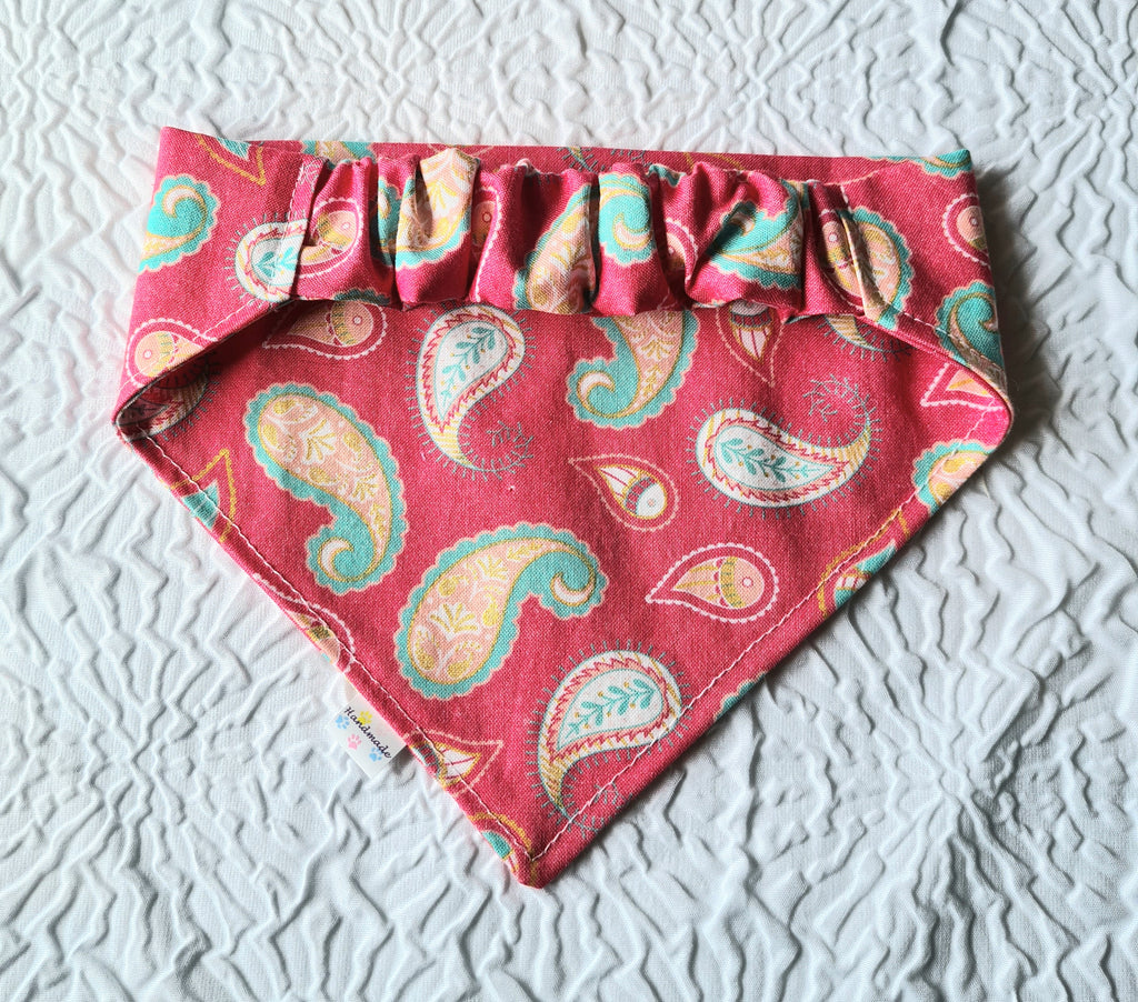 "Pink n Paisley"  Dog / Cat Bandana - 100% Stylish Cotton Pet Accessory