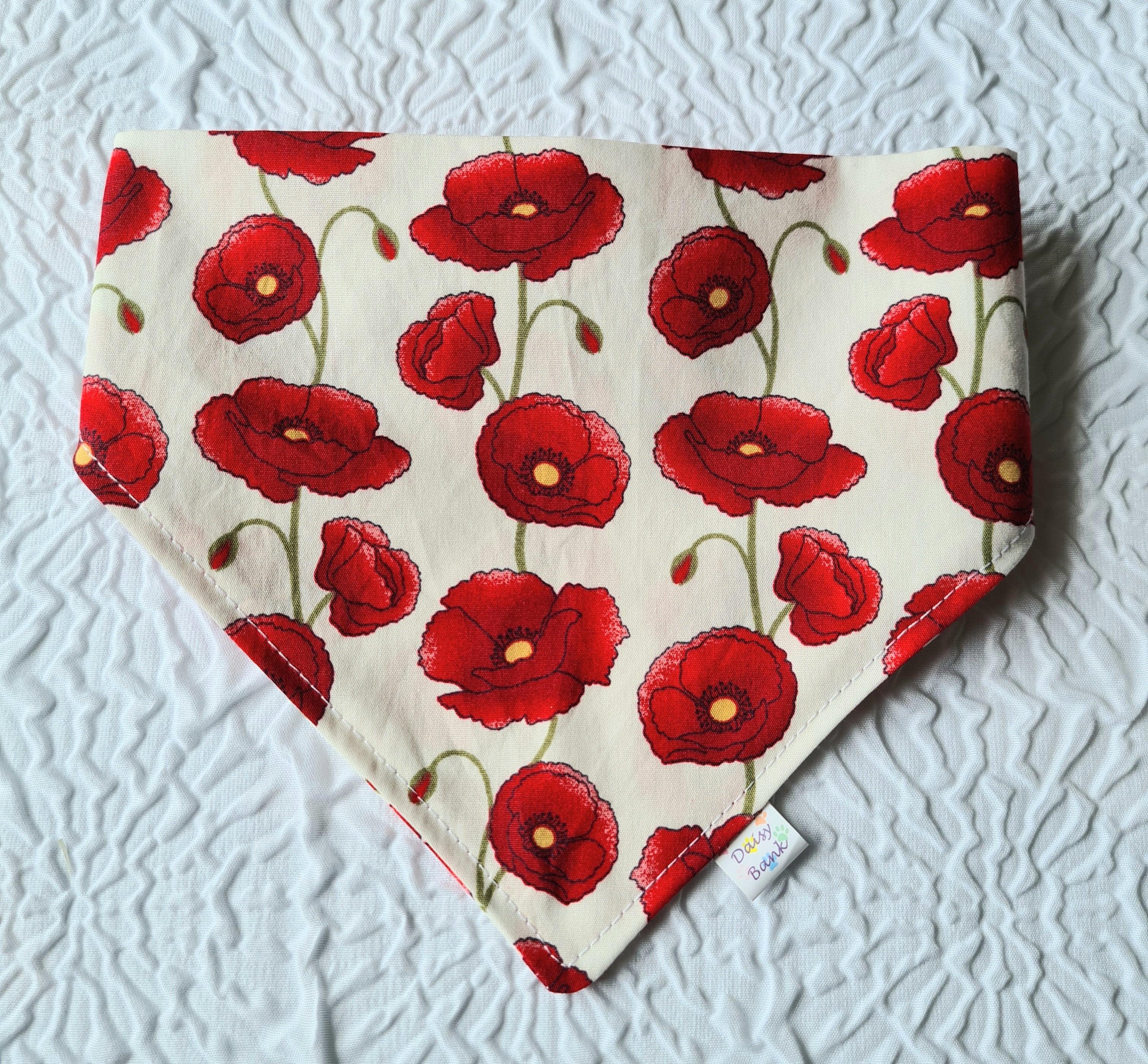 "Poppy Paws"  Dog / Cat Bandana - 100% Stylish Cotton Pet Accessory