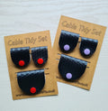 Navy Cable Tidy Set / Cable Keeper / Cord Wrap Faux Leather