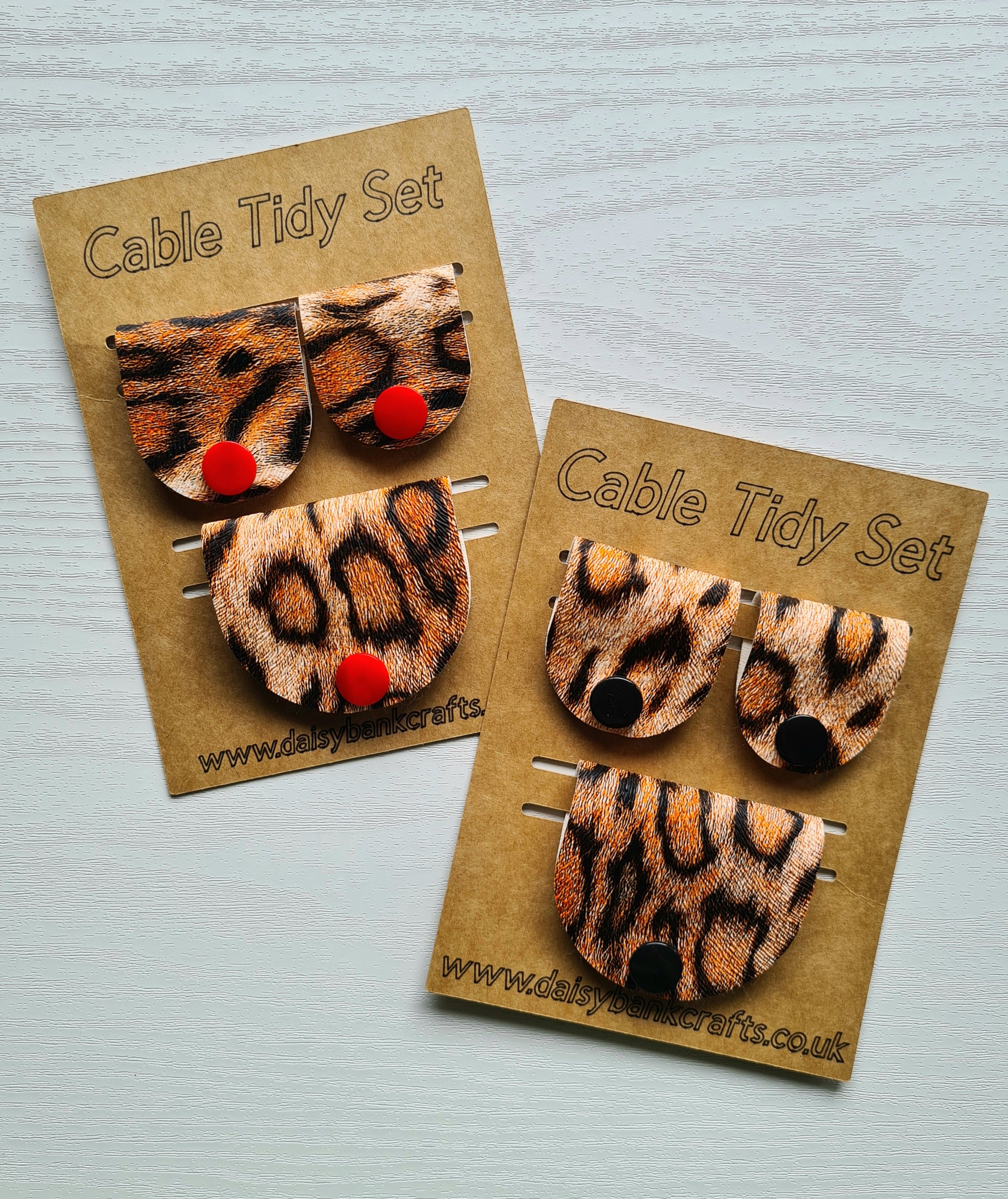 Leopard Print Cable Tidy Set / Cable Keeper / Cord Wrap Faux Leather