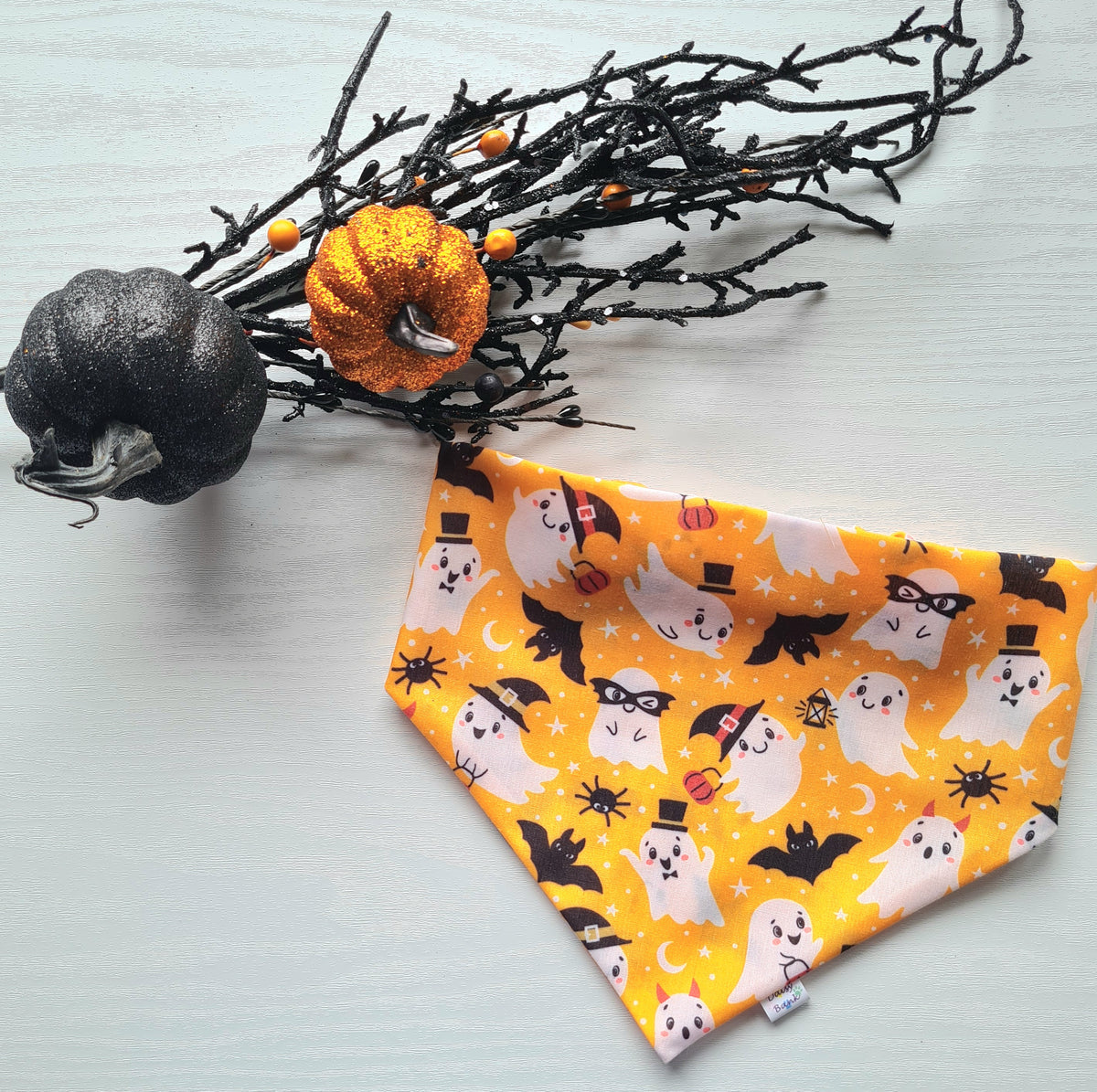 Halloween Ghosts Dog & Cat Bandana – Spooky Scrunchie Style Pet Accessory