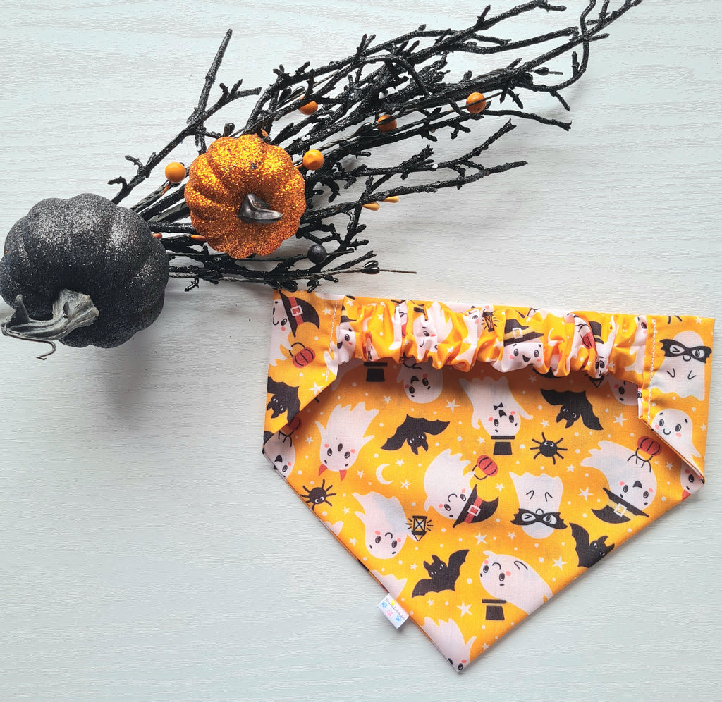 Halloween Ghosts Dog & Cat Bandana – Spooky Scrunchie Style Pet Accessory
