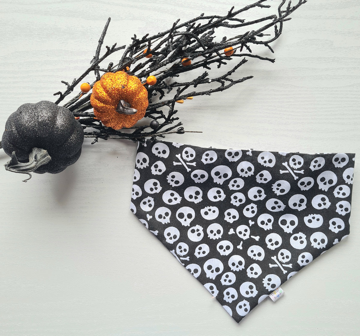 Halloween Skulls Dog & Cat Bandana – Edgy Scrunchie Style Pet Accessory
