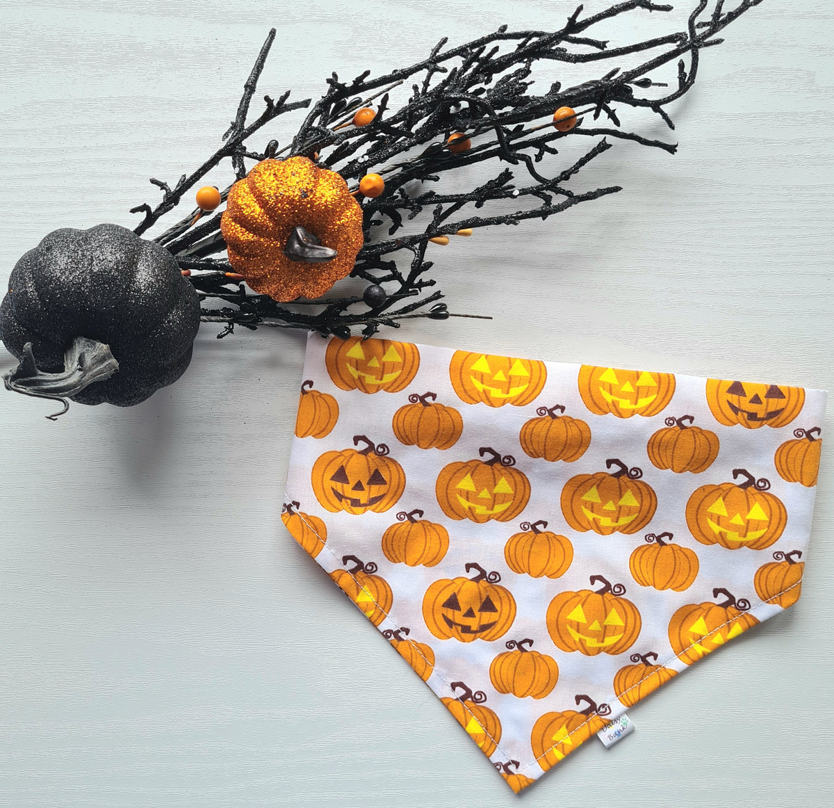 Halloween Pumpkin Dog & Cat Bandana – Cute Scrunchie Style Pet Accessory