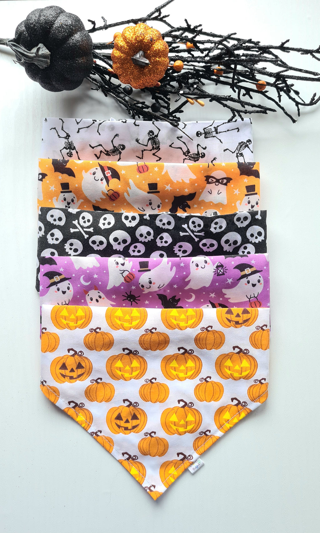 Halloween Ghosts Dog & Cat Bandana – Spooky Scrunchie Style Pet Accessory