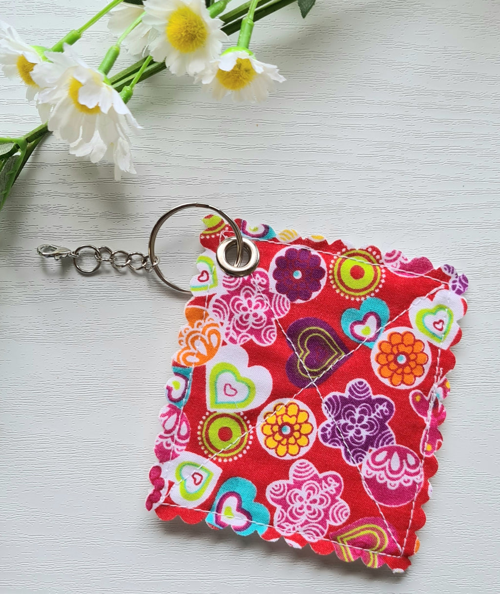 Mini Keyring Jar Gripper / Opener - Red Hearts & Flowers