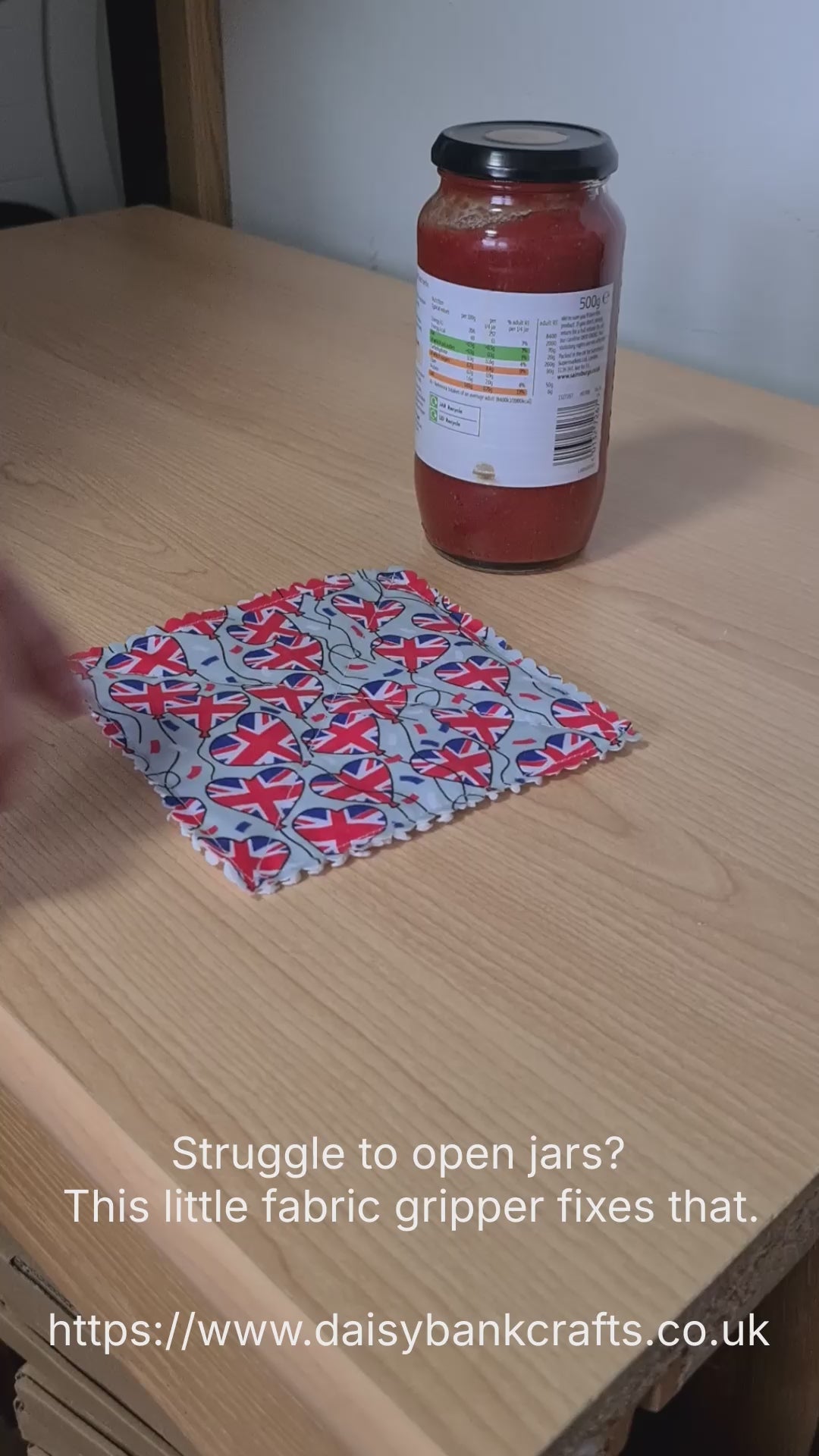 Handmade Jar Gripper / Opener - Red Hearts & Flowers